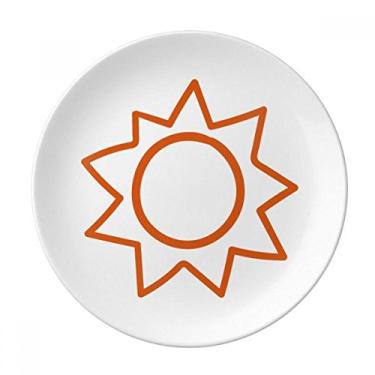 Imagem de Prato decorativo de porcelana com pintura à mão laranja Sun Sunshine Prato de jantar