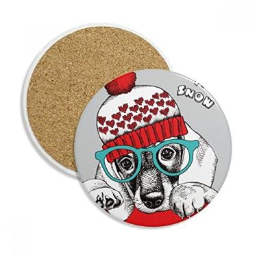 Imagem de Roupas de cachorro adoráveis em aquarela ilustração porta-copos caneca caneca de proteção de mesa pedra absorvente