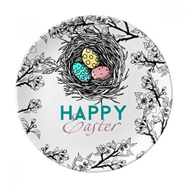 Imagem de Prato decorativo de porcelana para ninho de ovos Happy Easter Religion Festival Prato de jantar