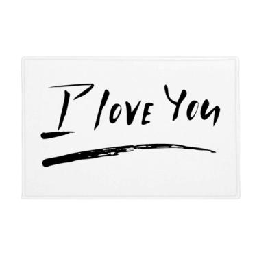 Imagem de DIYthinker Tapete antiderrapante com citação "I Love You", porta de cozinha para banheiro, 40,64 x 60,96 cm