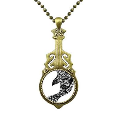 Imagem de DIYthinker China Masterpiece Mountains Rivers Drawing Necklace Antique Guitar Jewelry Music Pendant