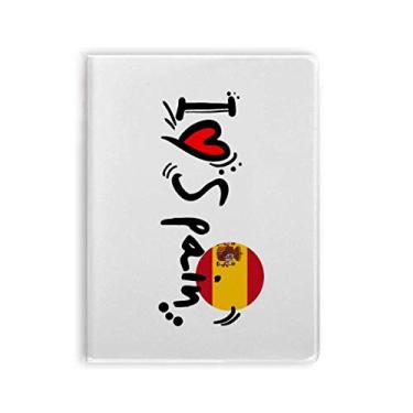 Imagem de Caderno de ilustração de coração I Love Spain com a palavra Love Spain capa de goma Diário capa macia