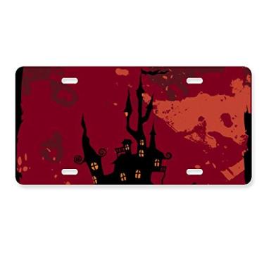 Imagem de DIYthinker Castelo fantasma medo Halloween abóbora placa de carro decoração de carro acessório de aço inoxidável