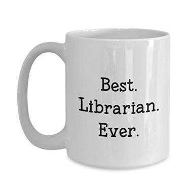 Imagem de Caneca Best Librarian Ever – Caneca de café de cacau quente divertido – ideia de de Natal