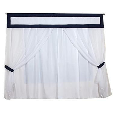 Imagem de Cortina Infantil de Bando com Voil - Marinho com Branco