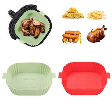 Imagem de Sttargxing Pote de silicone para fritadeira a ar, forros reutilizáveis de 17 cm para fritadeira a ar, acessórios de rack de fritadeira a ar, forro de silicone para substituição do forro de pergaminho de papel cesta de fritadeira a ar serve para fritadeira a ar