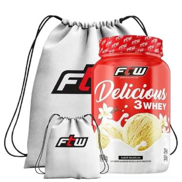 Imagem de DELICIOUS 3 WHEY 900G + MOCHILA IMPERMEAVEL ESPORTIVA BRANCA (BAUNILHA)-Unissex