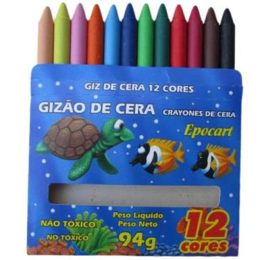 Imagem de Caixa Giz De Cera Grosso Infantil Caixa Com 12 Unidades 94G - Pmbi