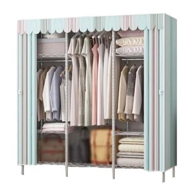 Imagem de Guarda-roupa Armário empilhável, armação de aço, guarda-roupa portátil, autônomo, rack de roupas, armazenamento temporário, para casa, quarto armário