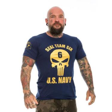 Imagem de Camiseta Militar Punisher Seal Team Six Us Navy Gold Line