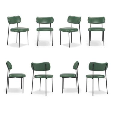 Imagem de Kit 8 Cadeiras para Sala de Jantar Mona Espresso Móveis Verde 733/Preto