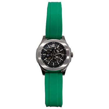 Imagem de Relógios automáticos masculinos com design clássico, mostrador vazado, esqueleto japonês, movimento mecânico NH70A, relógio masculino com pulseira de borracha, sem logotipo DIY, Verde, Tendência