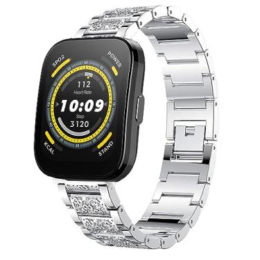 Imagem de Relógio inteligente compatível com Amazfit Bip 5, Lamshaw de 22 mm, de liberação rápida, joia feminina, diamante, metal, elegante, ajustável, acessórios para pulseira esportiva compatível com Amazfit Bip 5 / Cheetah Pro / Cheetah / GTR 47 mm / GTR 2 / GTR 3 / GTR 3 Pro / GTR 4 / GTR 4 / GTR 2e / Fal