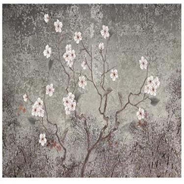Imagem de Tuyifa Novo papel de parede de seda mural retro flor de ameixa nórdica parede de cimento decoração abstrata pintura para sala de estar quarto de dormir sala de atividade (158''x110'' (400x280cm))