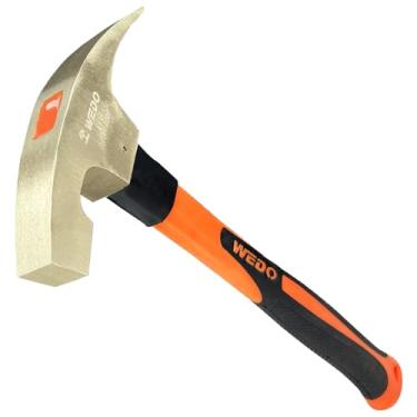 Imagem de WEDO Martelo de palheta de pedra, martelo de tijolo geólogo não aceso, cabeça 21 oz (600 g), martelo de pedreiro/pedreiro, comprimento 340 mm, bronze de alumínio, ferramenta maçonária forjada, cabo de