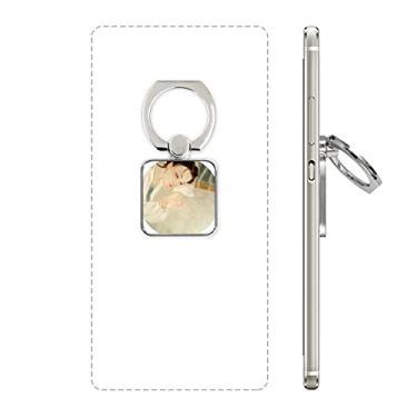 Imagem de Suporte de anel de celular quadrado com pintura de beleza tradicional chinesa branca suporte universal presente