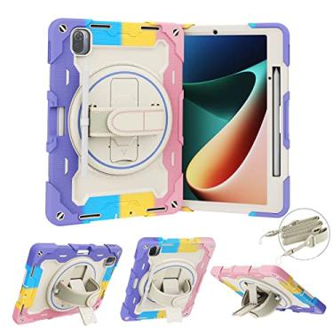Imagem de QYiiD Capa para Xiaomi Mi Pad 5 Pro 12,4 polegadas, capa protetora resistente à prova de choque para crianças com suporte giratório de 360° e alça de ombro para Xiaomi Mi Pad 5 Pro 12,4 polegadas,