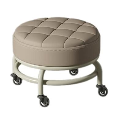 Imagem de Banco giratório de scoot com almofada, banquinho curto com rodas para garagem, jardinagem, casa, festa diária, salão de manicure, spa, pedicure, esporte fitness (cor: C-2, tamanho: 34 * 34 * 29 cm) (D