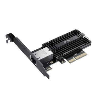 Imagem de QFly Placa de rede PCI-e de 10 GB, adaptador PCIe para Ethernet de 10 Gigabit, controlador Marvell AQtion AQC113C, cartão NIC de porta RJ45 Base-T de 10G, compatível com Windows 10/11/servidor