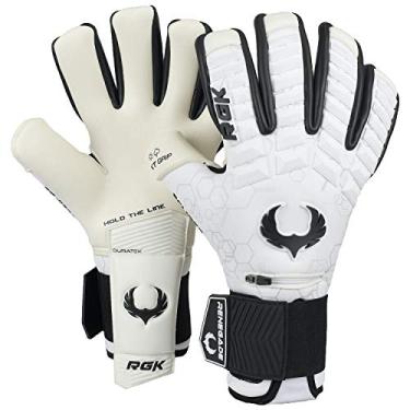 Imagem de Luvas de goleiro profissionais Eclipse Phantom GK da Renegade com Pro Fingersaves | 4 mm de aderência EXT | Luvas brancas e pretas para goleiros de futebol (tamanho 11, homens, mulheres, neg. Corte, nível 5)