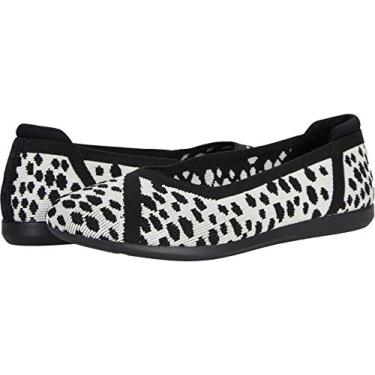 Imagem de Clarks Sapatilha feminina Carly Wish Ballet, Malha Interest Branco/Preto, 11 Wide