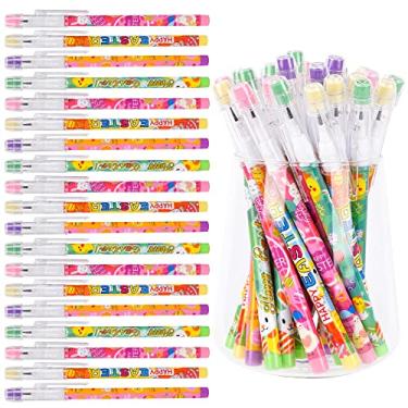 Imagem de Kolewo4ever 48 lápis de páscoa HB lápis translúcido multipontos, multicolorido, não afiável, empilhável, lápis de plástico pop up, coelho, elementos de dia de páscoa, 4 estilos