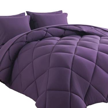 Imagem de Cosybay Conjuntos de edredom Queen Bed in a Bag 7 peças para todas as estações conjuntos de cama alternativos roxo com edredom, fronhas, lençol de cima, lençol com elástico e fronhas