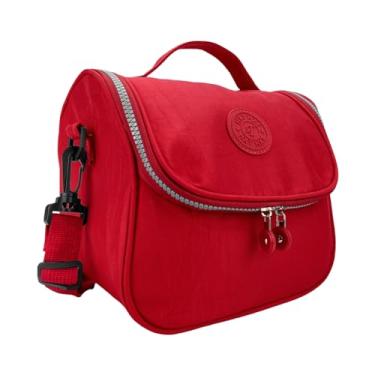 Imagem de Bolsa Lancheira Térmica Marmita Com Alça Tactel Para Trabalho Passeio (Vermelho)