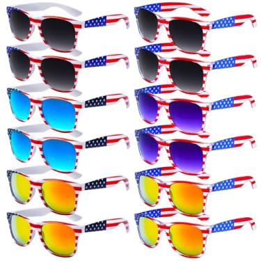 Imagem de knliwkm Óculos de sol com bandeira americana para homens, acessórios de 4 de julho com bandeira americana, C, Medium