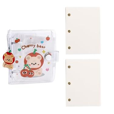 Imagem de Leadigol Capa para mini álbum de fotos, 3 anéis, porta-cartões fotográficos, 1 peça, fichário, capa de caderno com 2 peças, anel de fichário de folhas soltas, enseada para mulheres e meninas (branca)