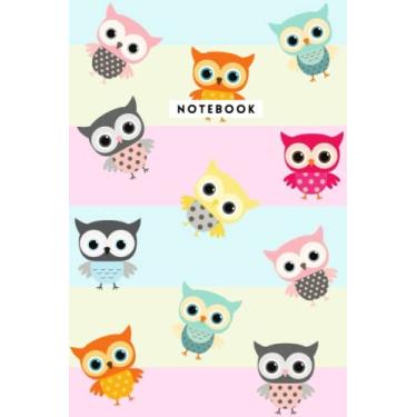 Imagem de Caderno: Corujas em cores pastel, caderno pautado em branco