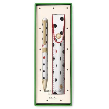 Imagem de Kate Spade New York Caneta Stylus para telas sensíveis ao toque, caneta esferográfica de metal com tinta preta e bolsa de armazenamento (Ladybug Dot)