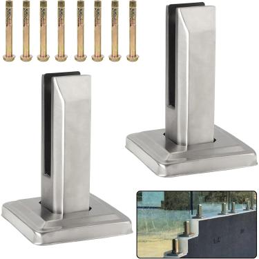 Imagem de Torneira de cerca de piscina de vidro SS2205 de grau marinho, torneira de corrimão de vidro Espessura de vidro 3/10 "a 1/2" Suporte de braçadeira de corrimão para varanda de convés Balaustra