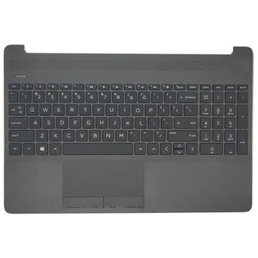 Imagem de Jxjslp Substituição para HP 15-DW 250 255 256 G8 G9 capa superior para laptop apoio para as mãos com layout dos EUA conjunto de teclado não retroiluminado M31099-001 preto