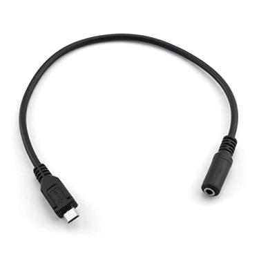 Imagem de DGHAOP Micro USB macho para cabo de áudio auxiliar fêmea de 3,5 mm para adaptador de fone de ouvido, microfone com clipe ativo