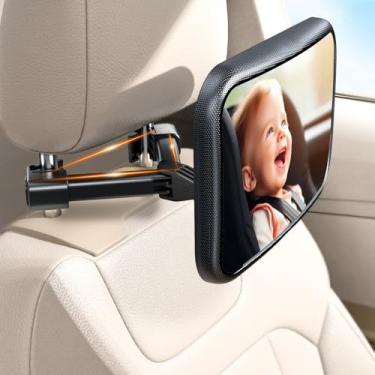 Imagem de Anatec Espelho de carro de bebê, espelho de assento de carro para virado para trás, espelho de carro de segurança atualizado para bebês recém-nascidos com design de clipe de gancho, não treme, ampla