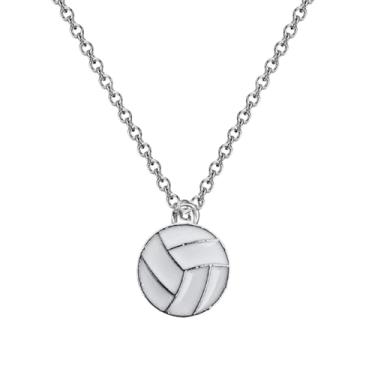 Imagem de Sportybella Colar de vôlei para jogadores, treinadores e times - pingente de ouro e prata - joia de vôlei, presente de equipe, fim de temporada, formatura, acessórios de vôlei, presentes de