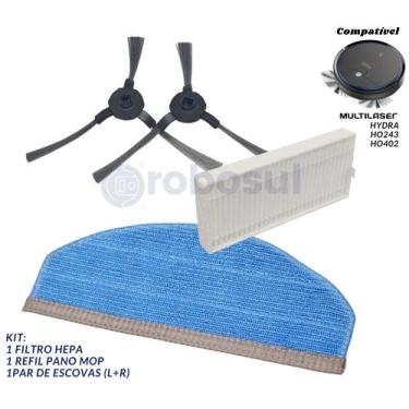 Imagem de Escovas Filtro Mop Para Robô Aspirador Multilaser Hydra HO243 e HO402 