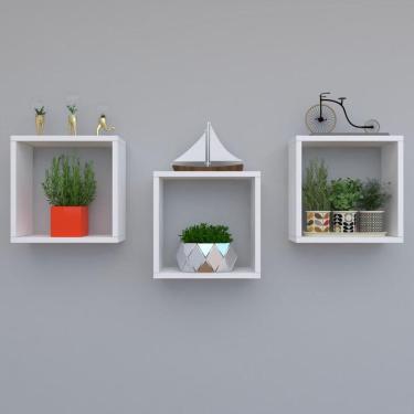 Imagem de Kit Com 3 Nichos Decoração Para Quarto Branco 30x30x12cm