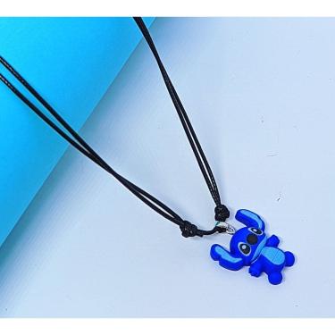 Imagem de Colar da Amizade Adulto e Infantil Persoangens Disney Lilo e Stitch 3D Codão Fio encerado Ajustável Lembrancinha