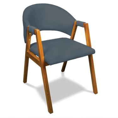 Imagem de Cadeira Sala de Jantar Em Madeira Yara Suede D03 - D`Rossi
