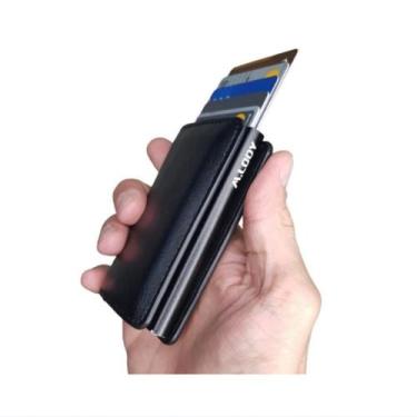 Imagem de Carteira Porta Cartões Pop Up Couro Antifurto Automática - M.LOOY, Pre