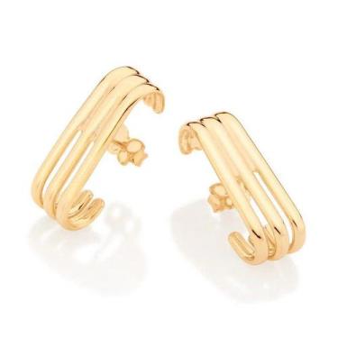 Imagem de Brincos banhado ouro 3x 24k 18k e 22k femininos ear cuff e hook romman