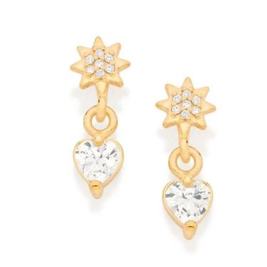 Imagem de Brincos banhado ouro 3x 24k 18k e 22k ou prata 925 femininos coração z