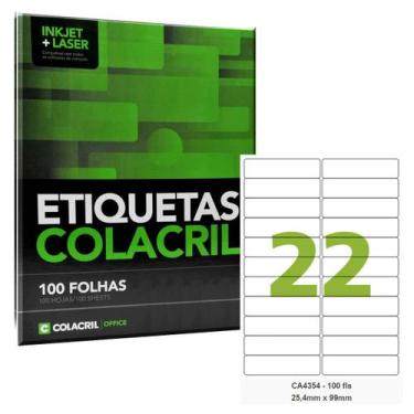 Imagem de Etiqueta Adesiva A4 CA4354 25,4 mm x 99 mm 100 Folhas - Cola - ColaCri
