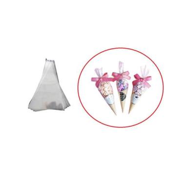 Imagem de Cone Poli Cenoura 15x30cm Saco Lembrancinha Kit 500un - Mor