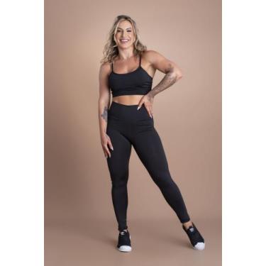Imagem de Conjunto Feminino Fitness Calça Legging Lisa Básica Cintura Alta E Top