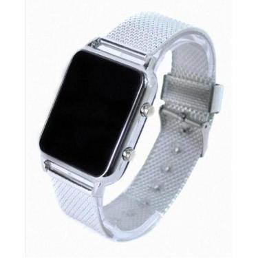 Imagem de Relógio Digital Led Quadrado Feminino/Masculino Pulseira Silicone Ajus