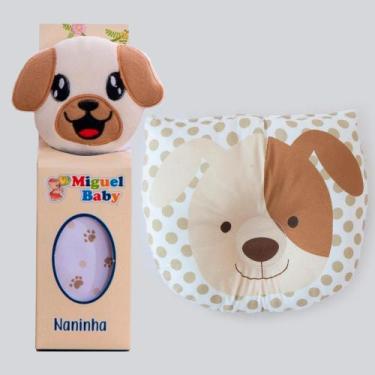 Imagem de Kit Naninha + Travesseiro Bebê Anatômico Apoio Cabeça - Enxovais Helo,