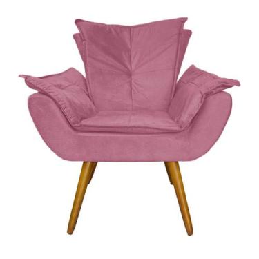 Imagem de Poltrona Decorativa Estofada Pés Palito Para Quarto Closet Apolo Suede